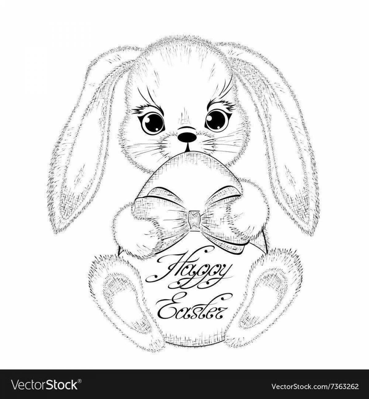 Cute bunny coloring book with heart