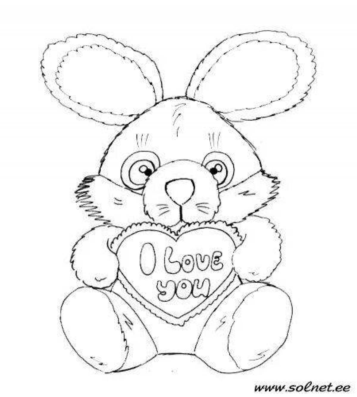 Naughty bunny coloring book with heart