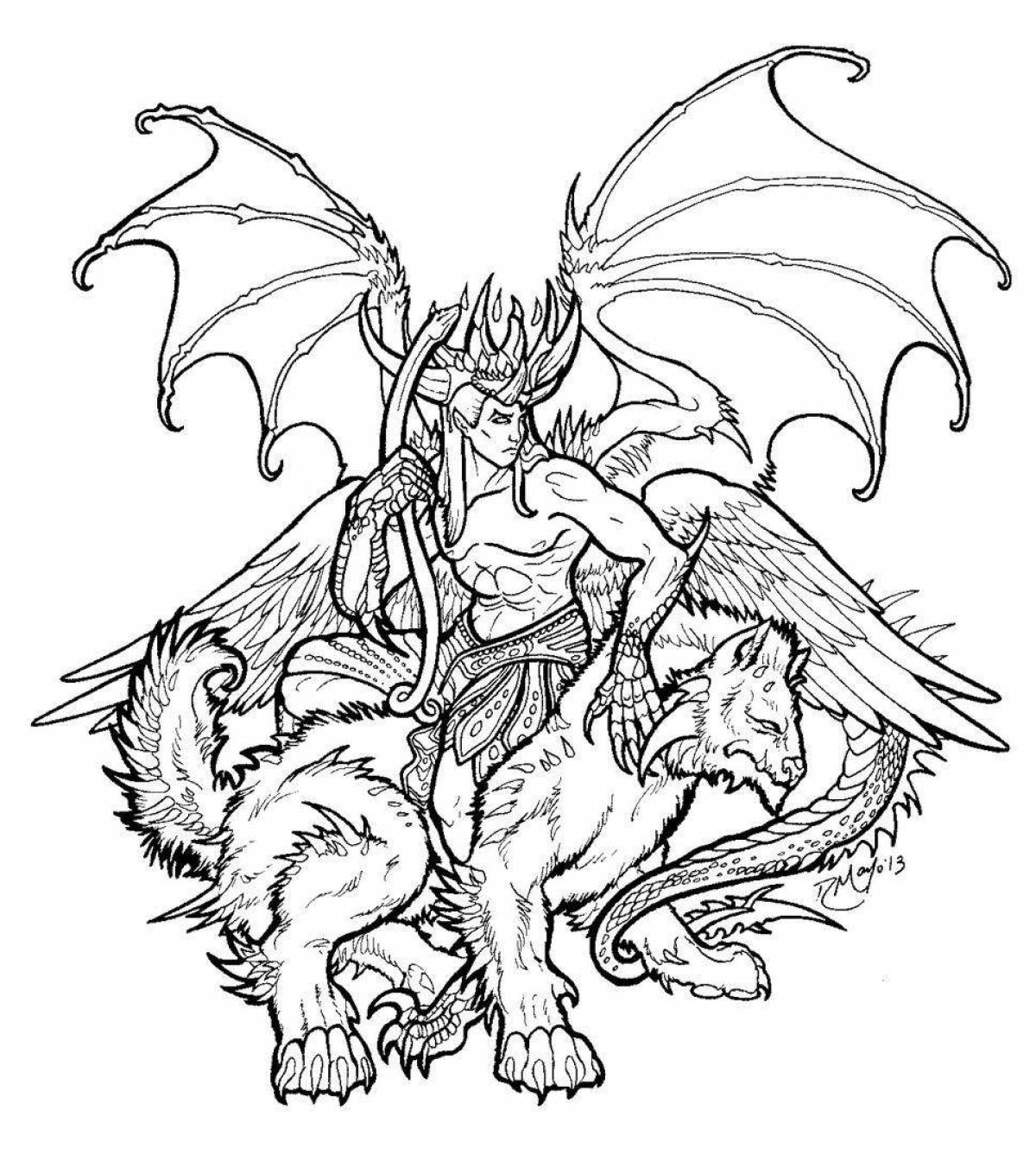 Soothing demon coloring pages