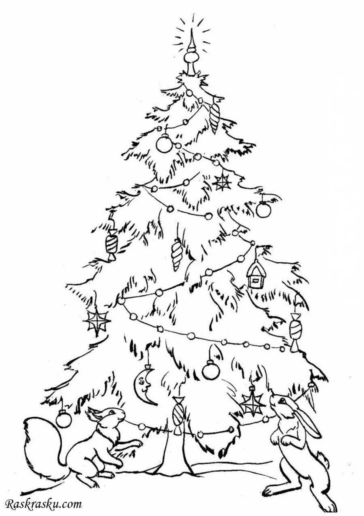 Coloring page majestic tree in the forest