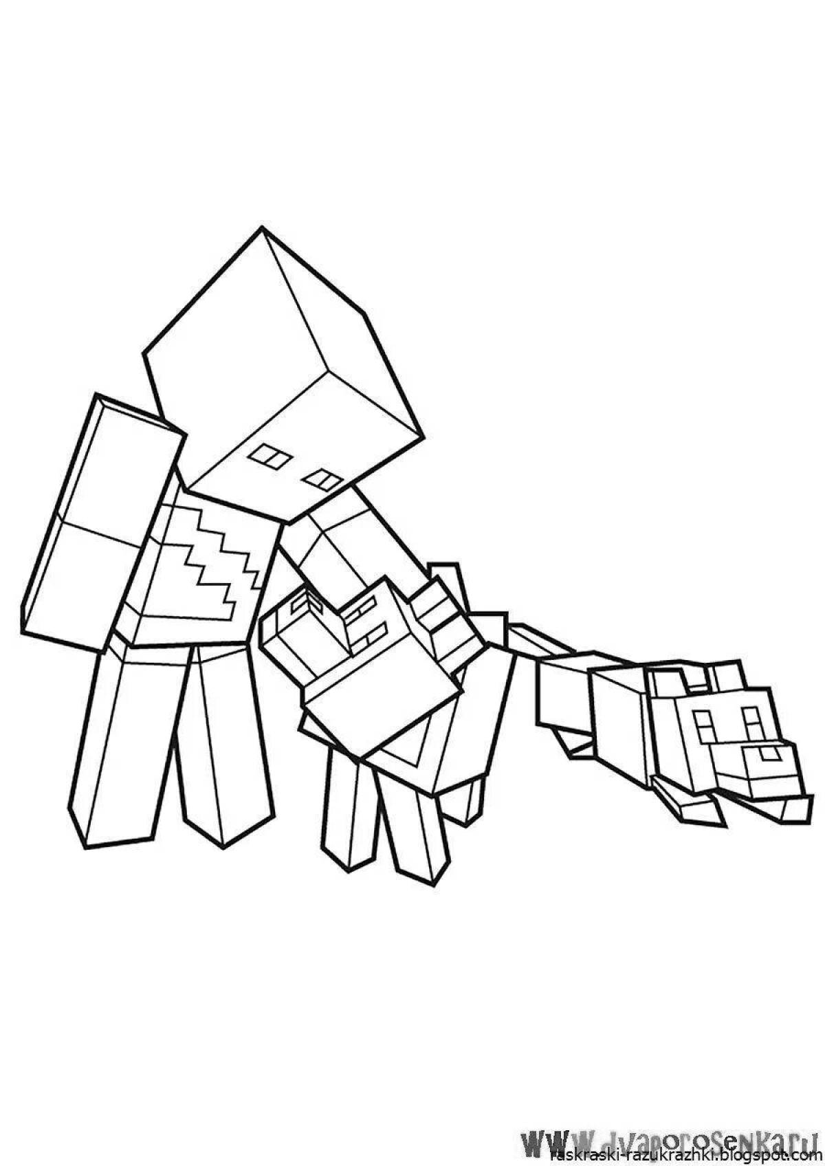 Cute minecraft fox coloring page