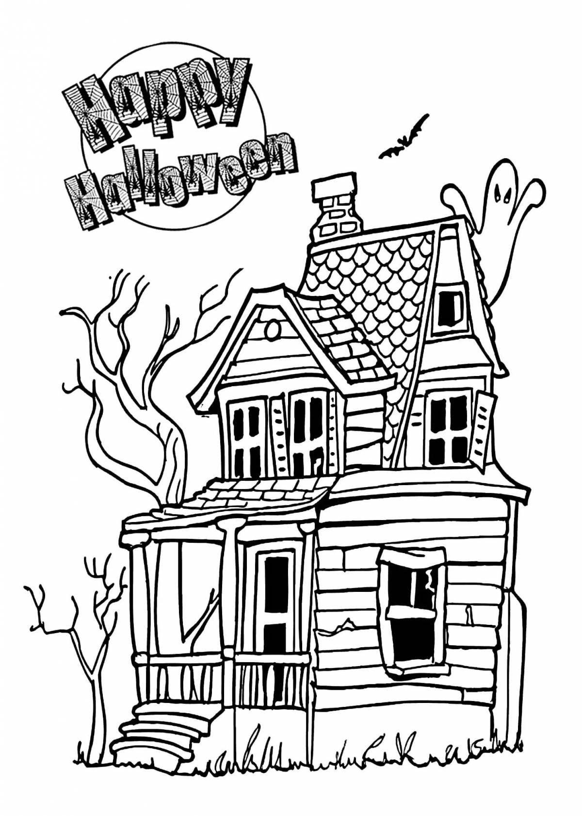 Photo Spooky haunted house coloring book