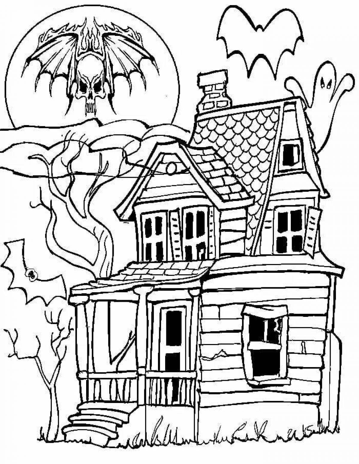 Colouring chilling haunted house