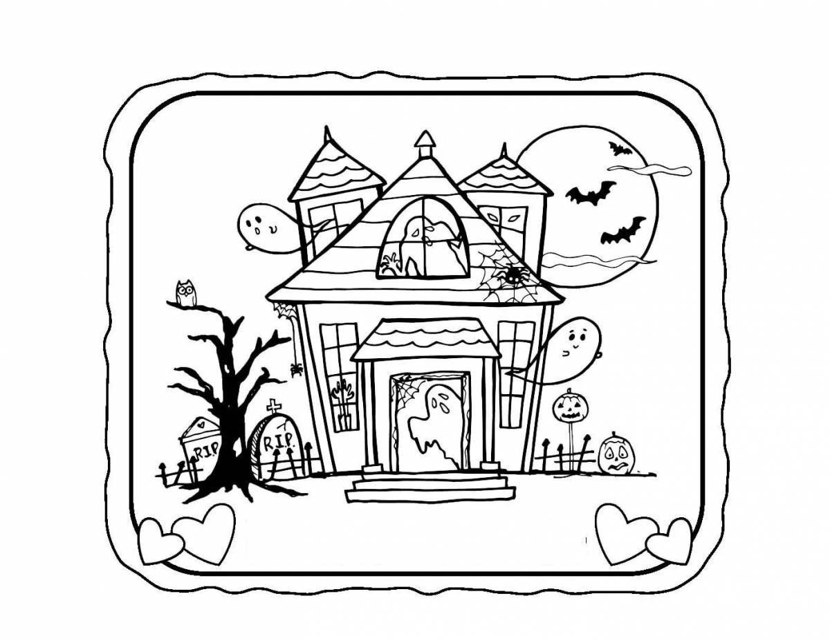 Photo Coloring book supernatural haunted house