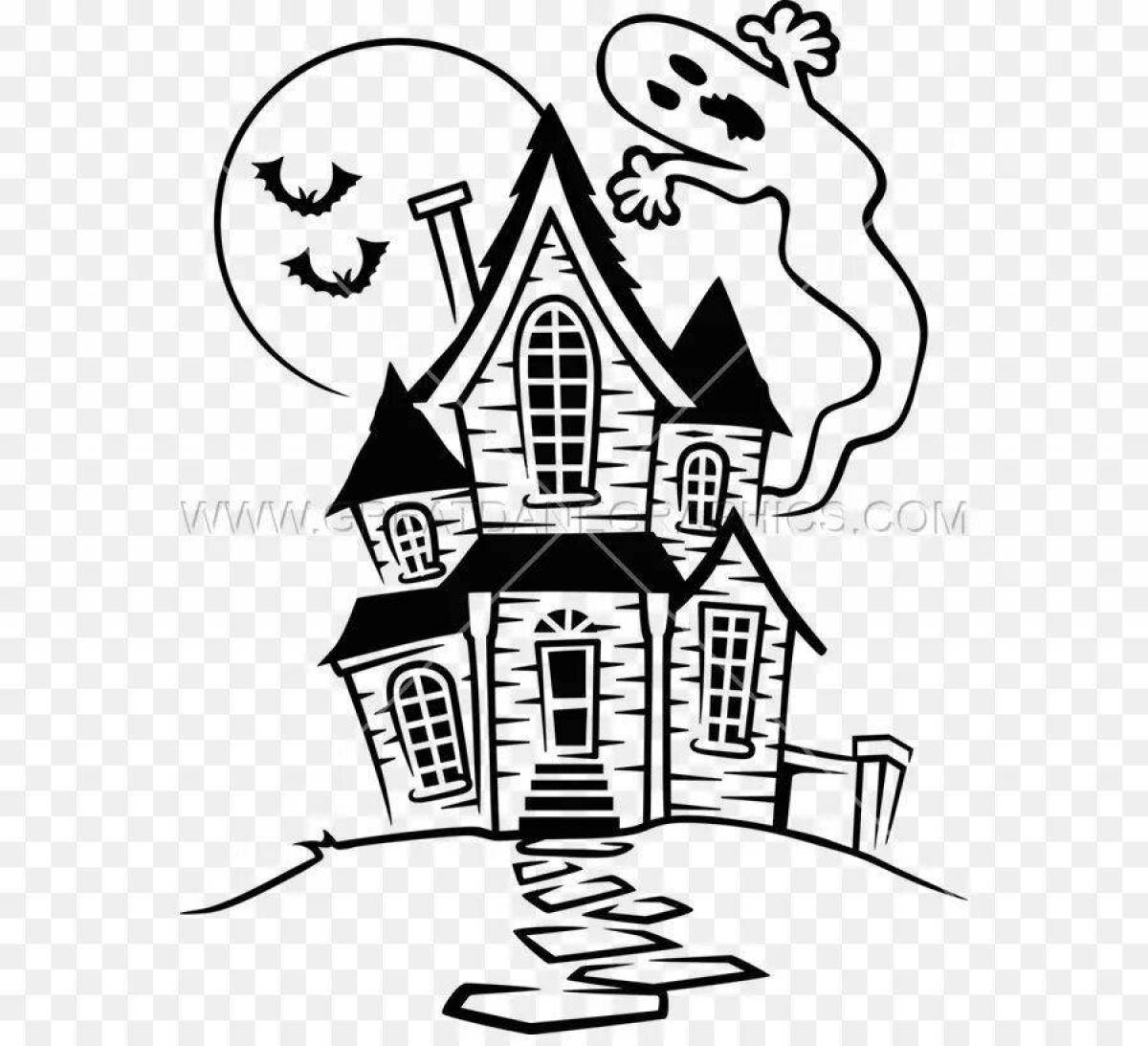 Раскраска неземной дом с призраками