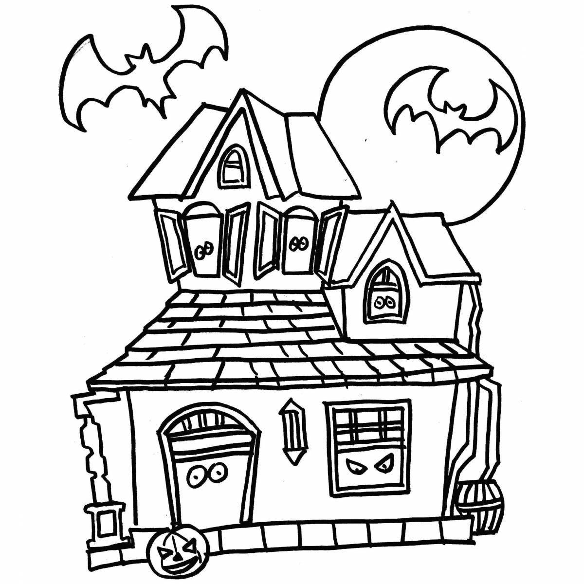 Раскраска тревожный дом с призраками