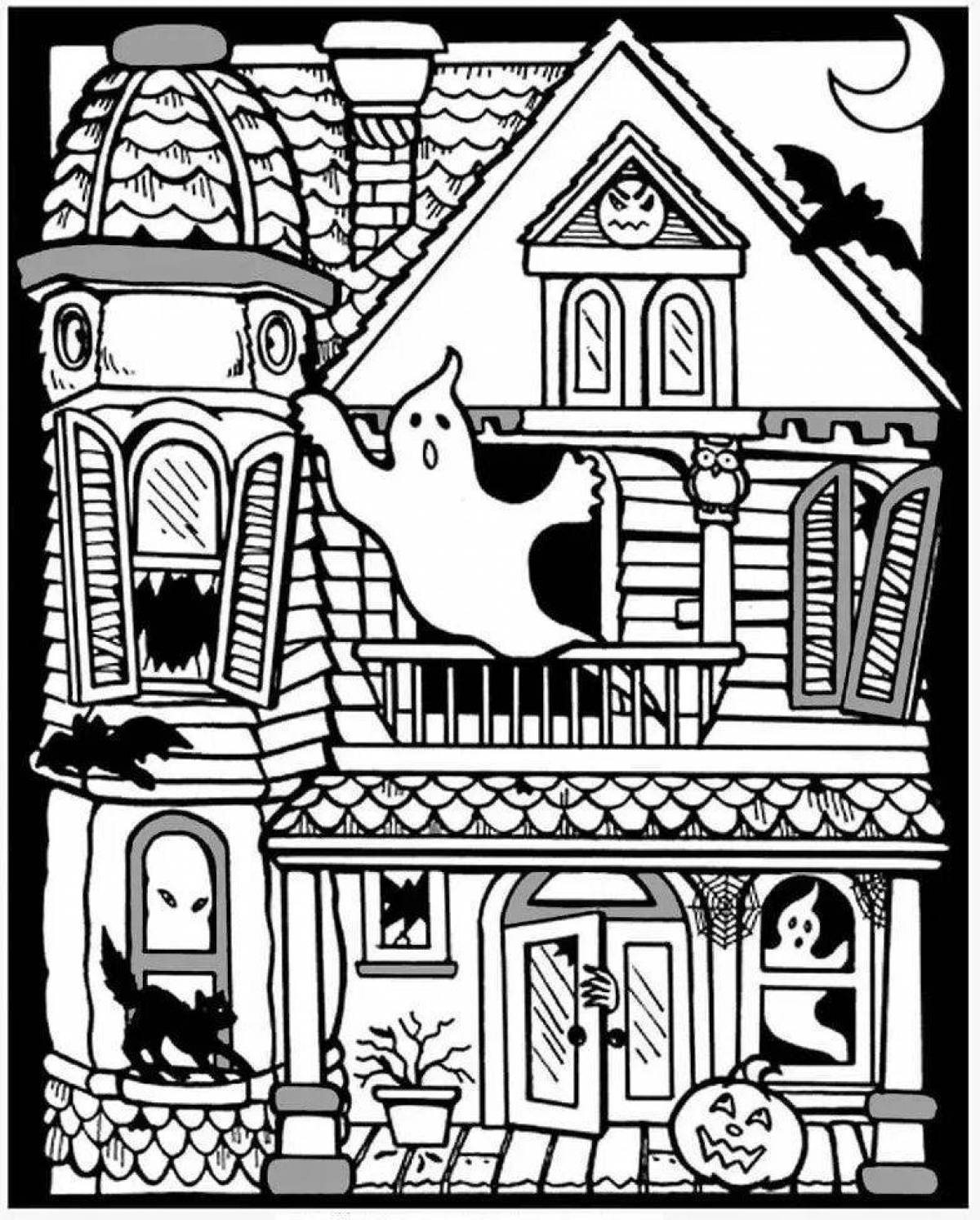 Coloring page strange haunted house