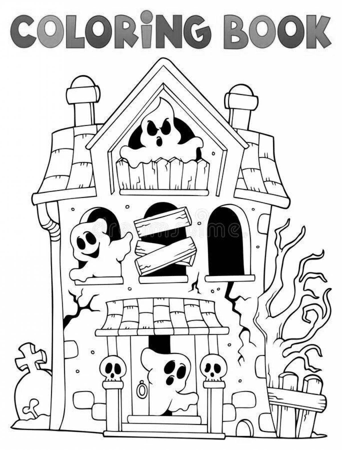 Раскраска чудесный дом с привидениями