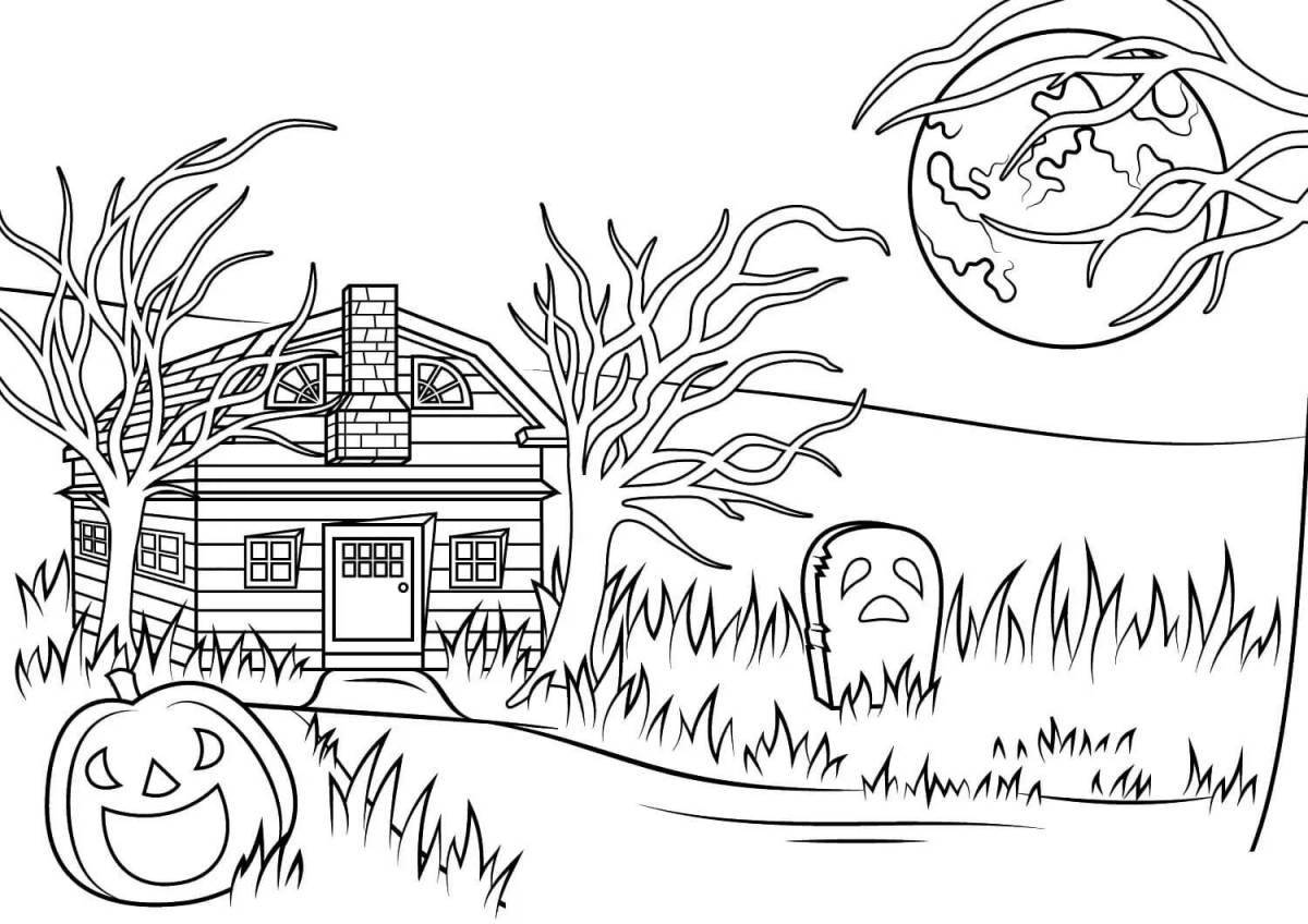 Coloring amazing haunted house