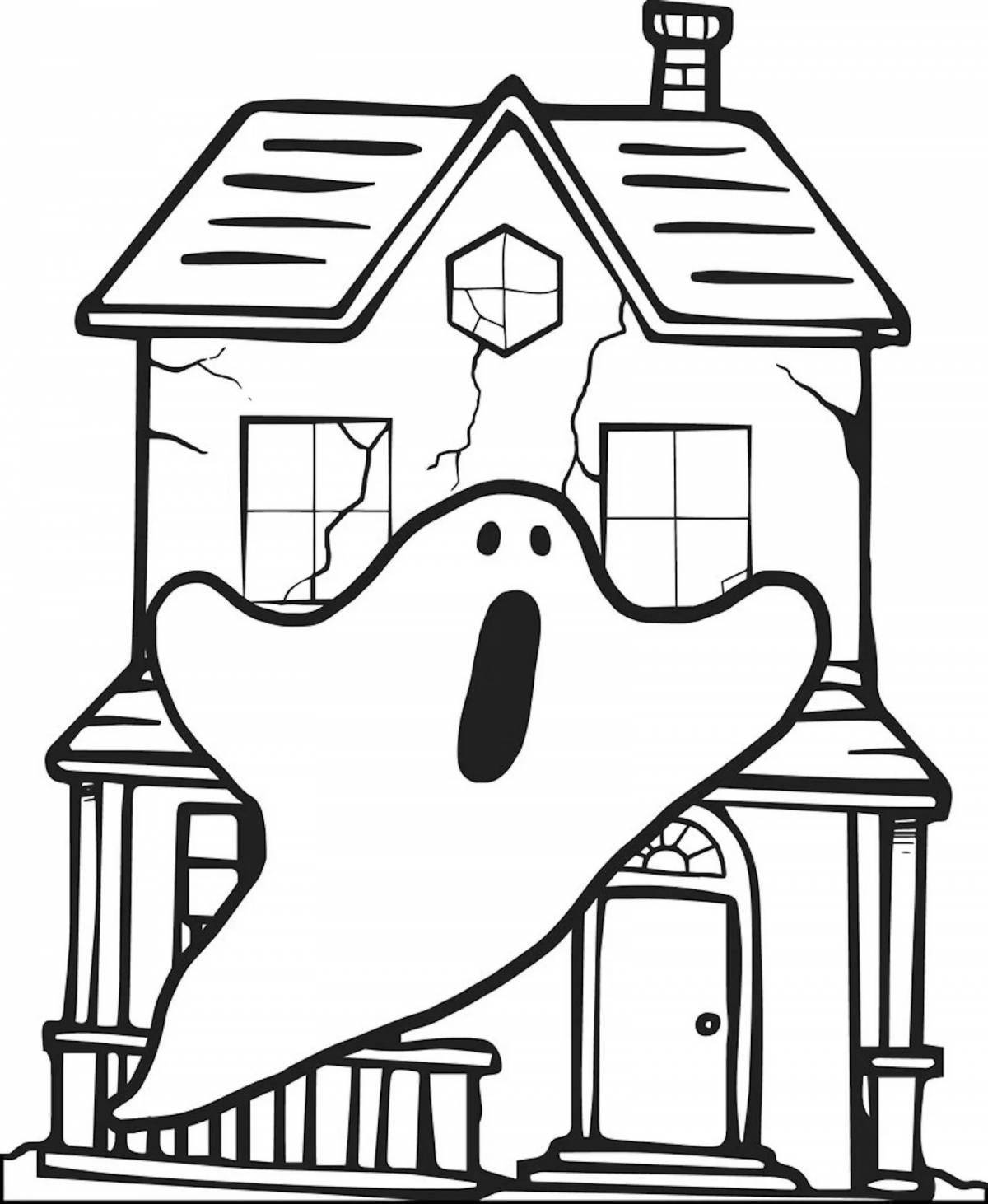 Раскраска потрясающий дом с призраками