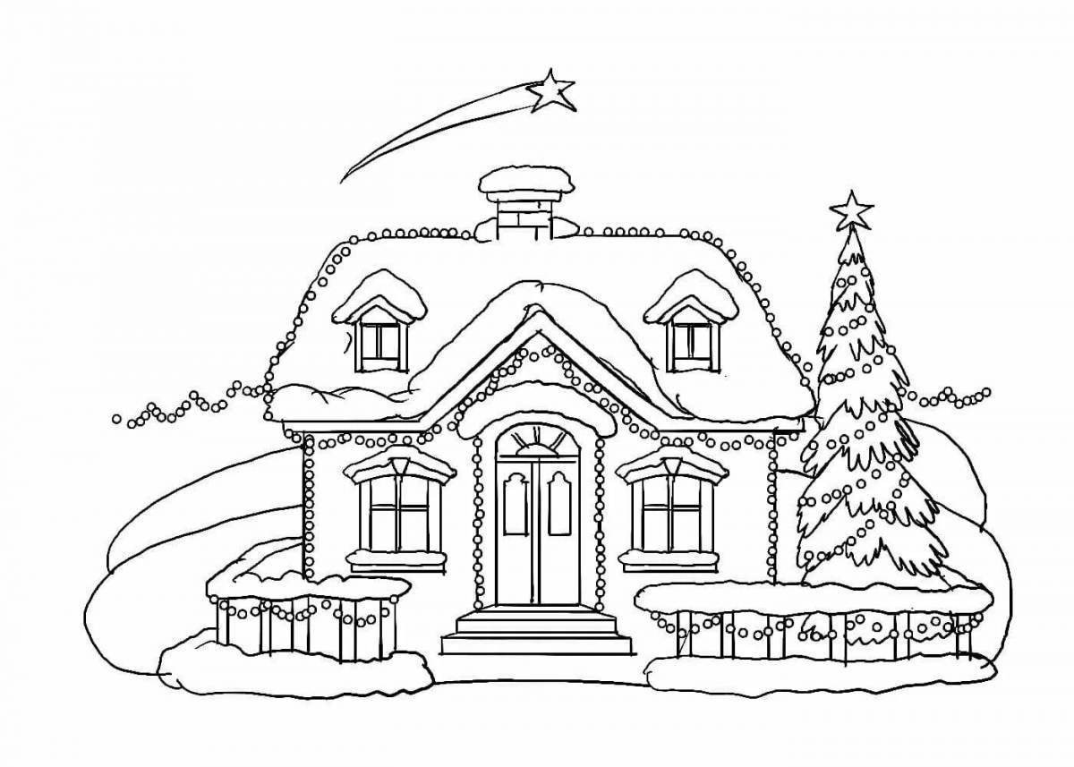 Adorable treehouse coloring page