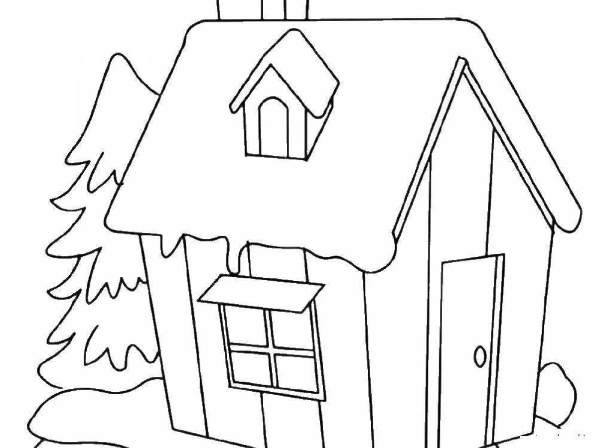 Coloring book beautiful tree house