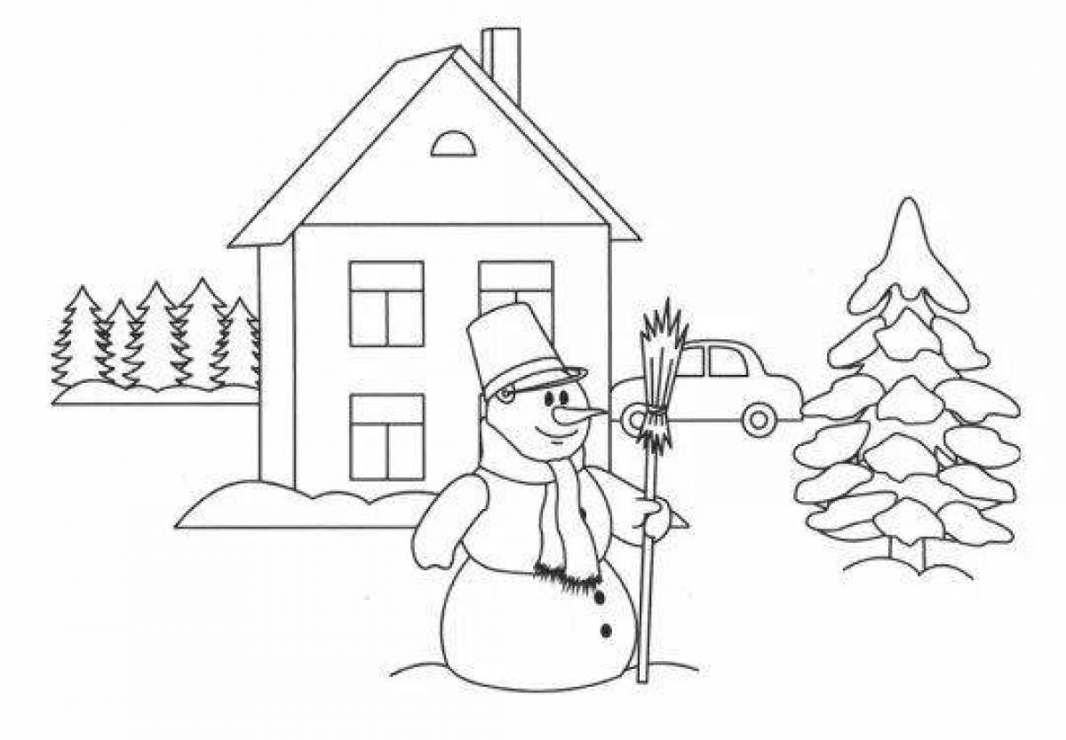 Cute tree house coloring page