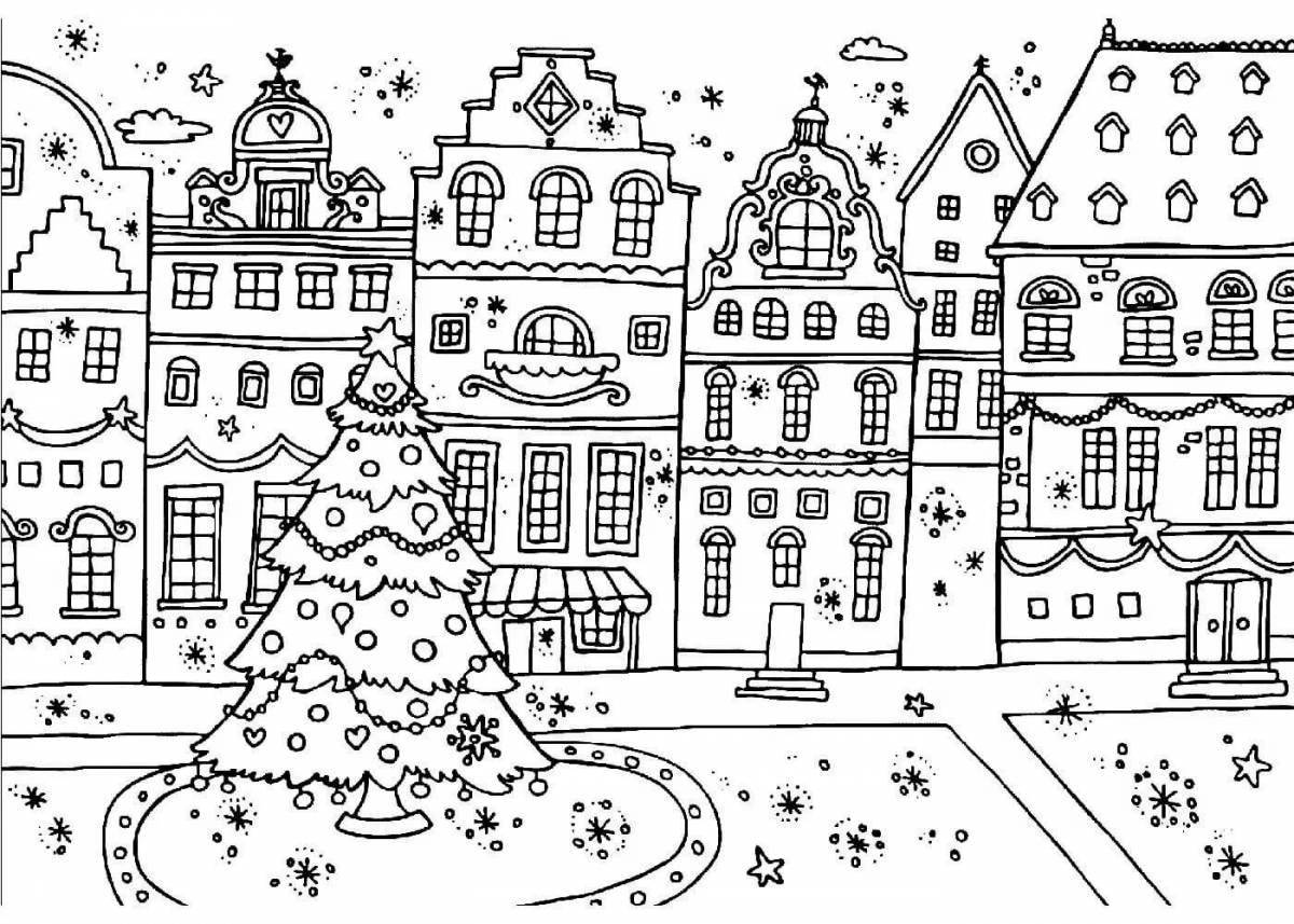 Peaceful tree house coloring page