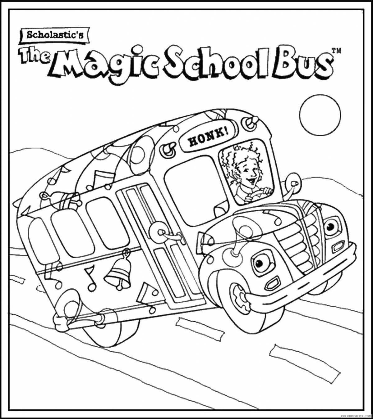 Gordon's funny school bus coloring page