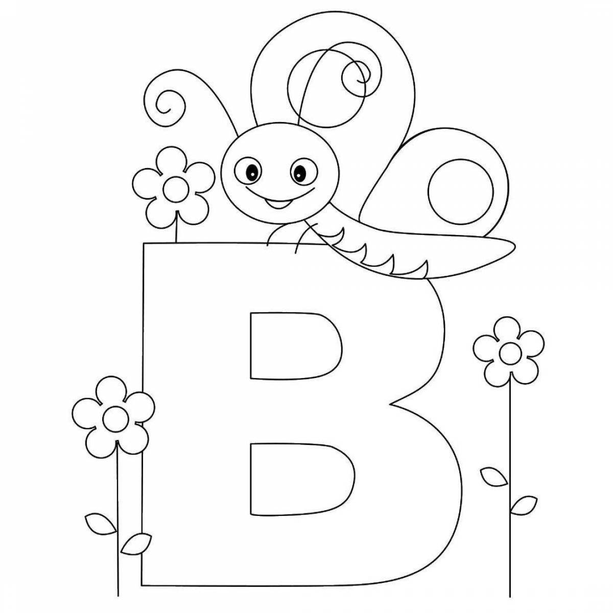 Bright letter in lovely coloring page