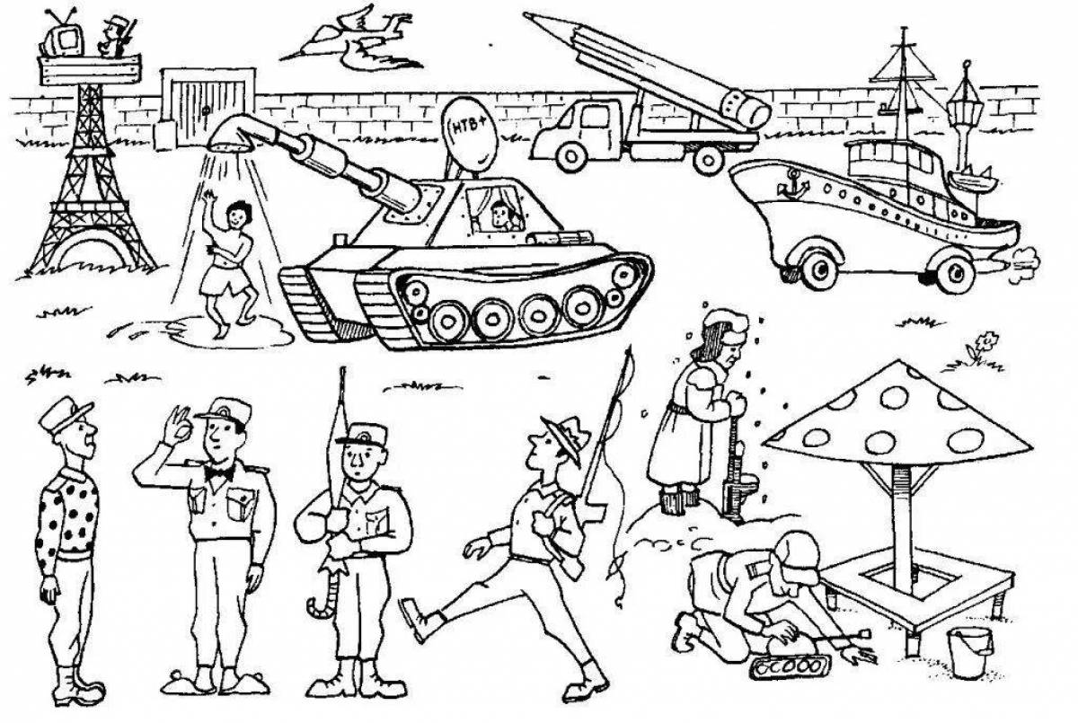 Great coloring book defenders of the fatherland drawing
