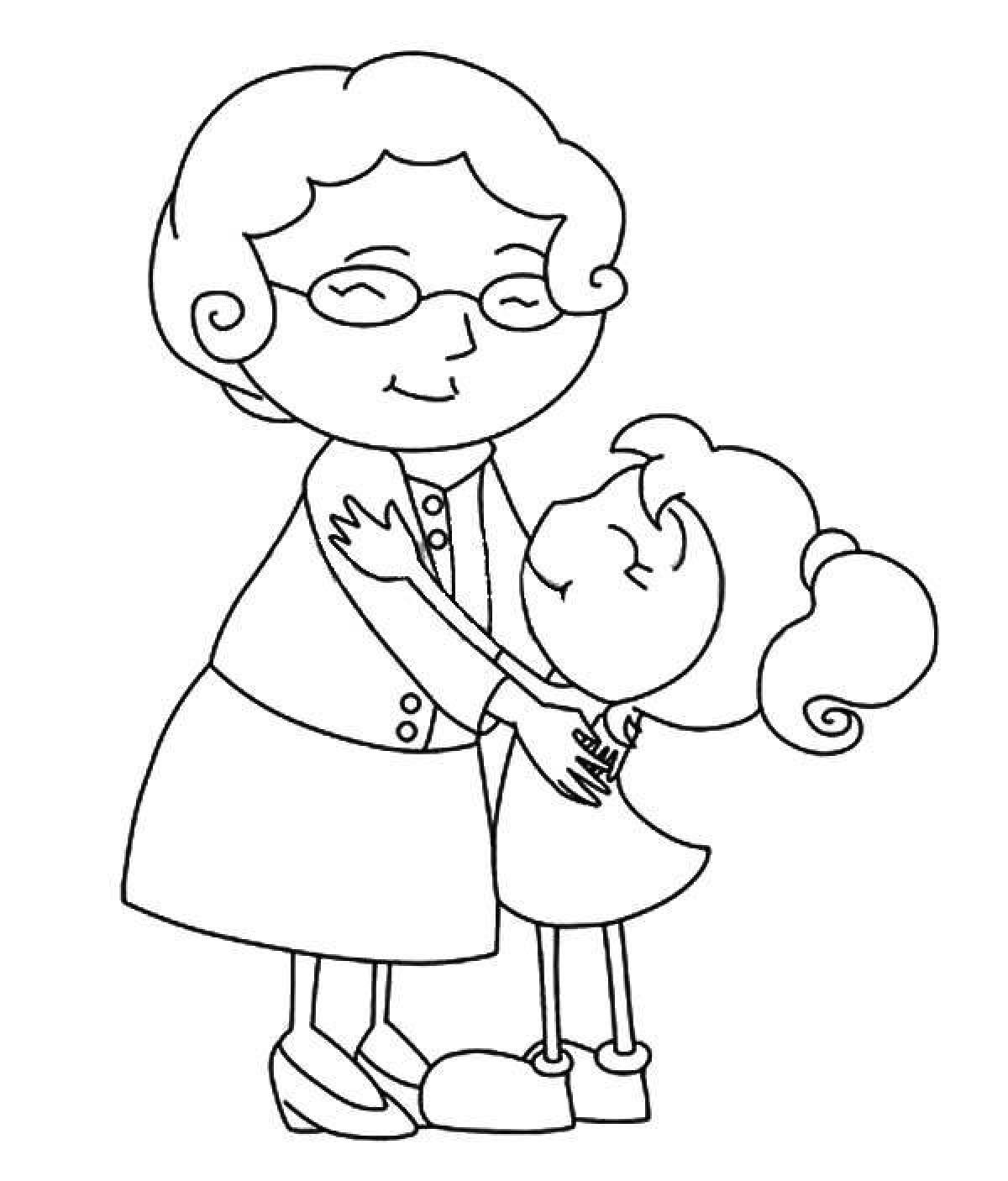 Precious grandmother and granddaughter coloring pages