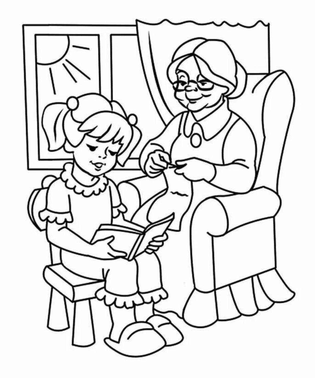 Amazing grandma and granddaughter coloring book