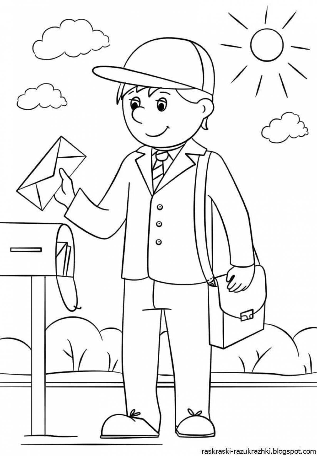 Bright coloring for children professions