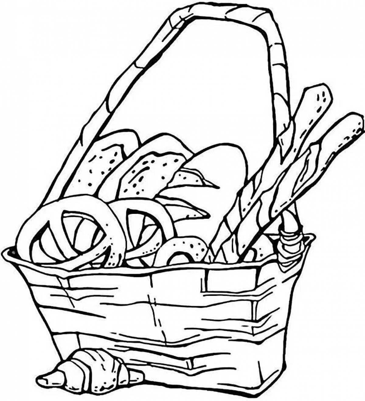 Colourful grocery cart coloring page