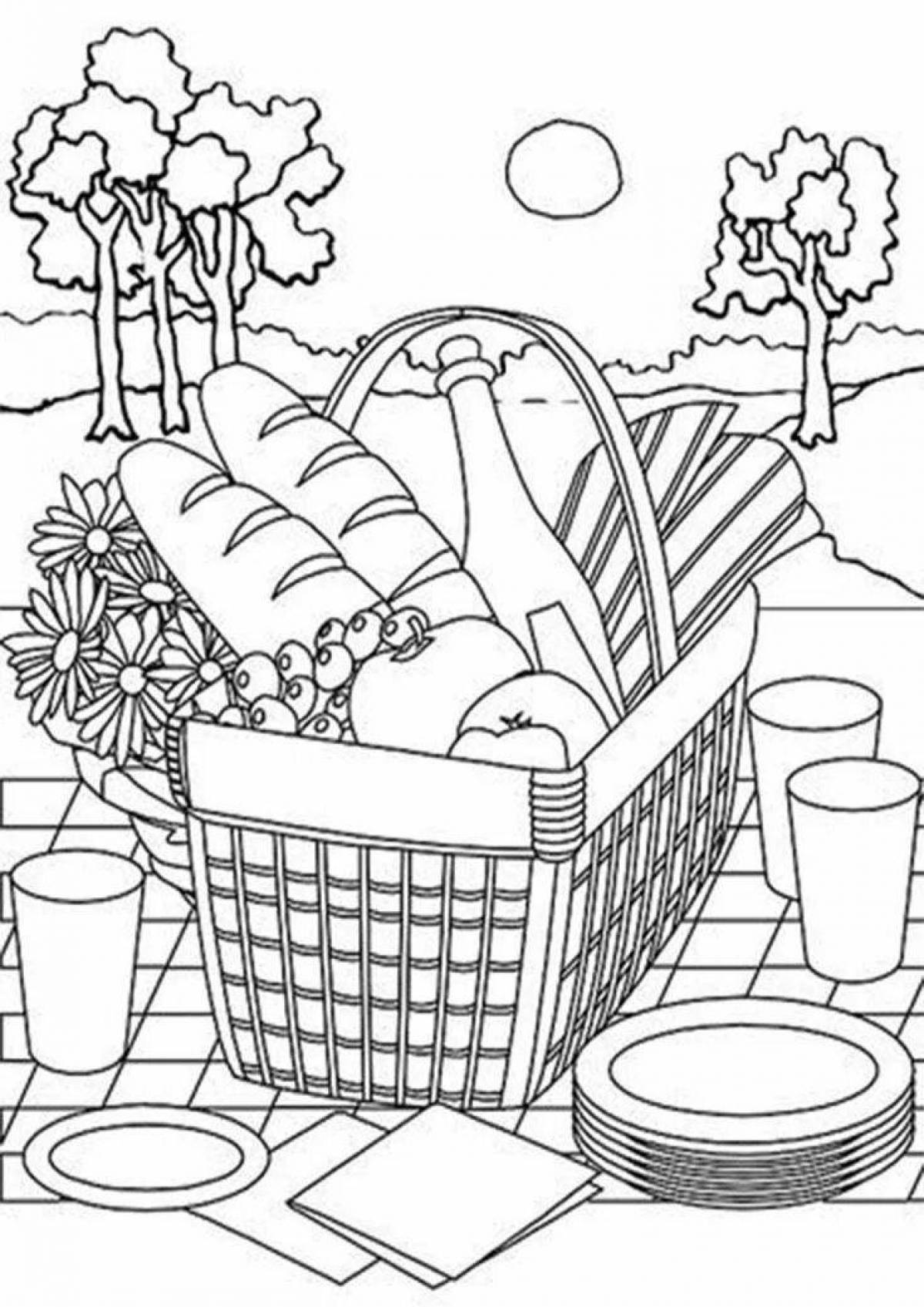 Fun food basket coloring