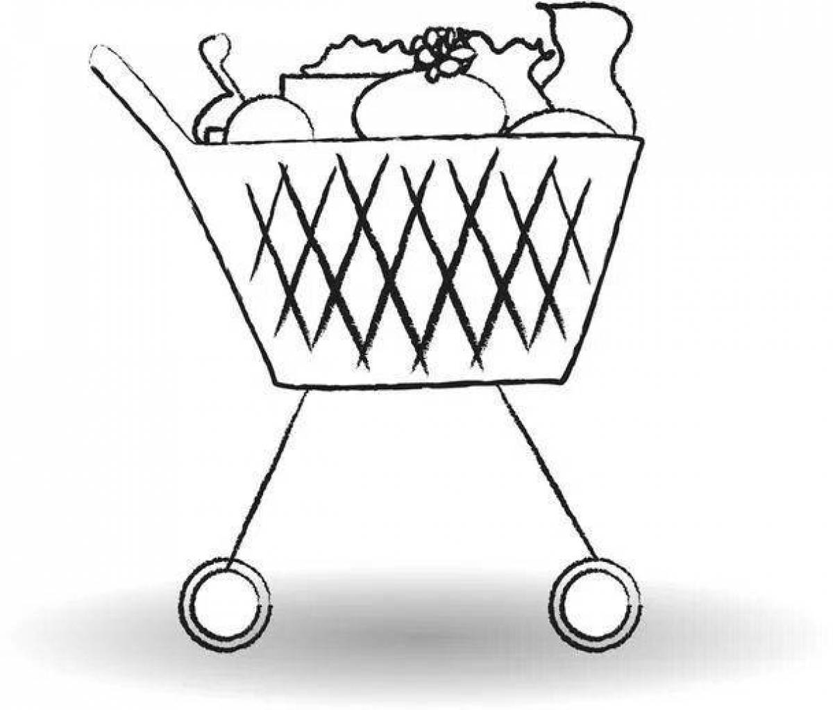 Adorable grocery cart coloring page
