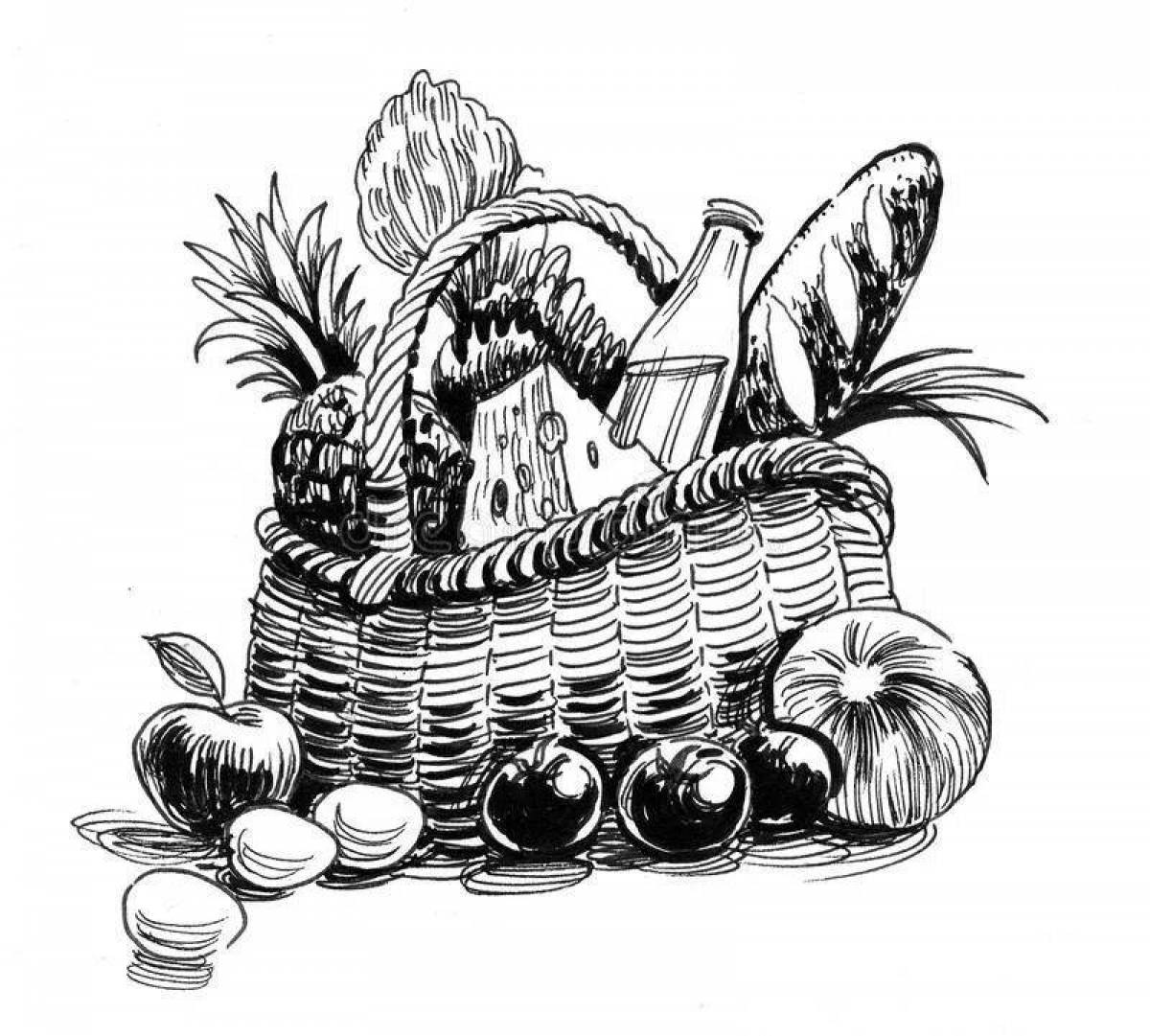 Glitter grocery cart coloring page