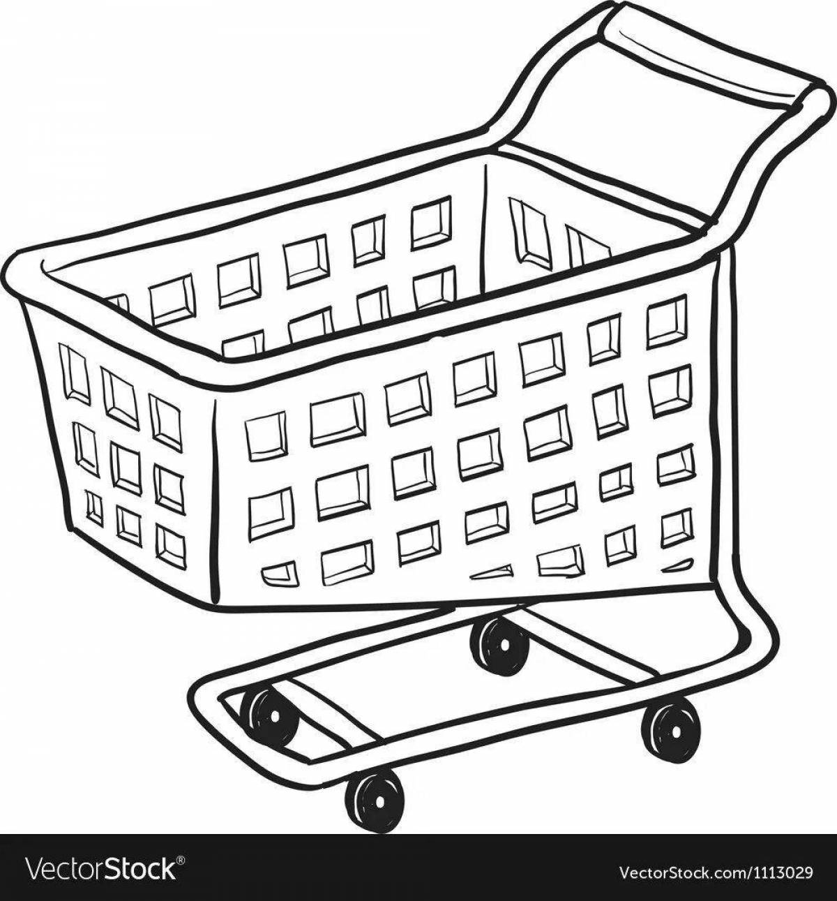 Sparkling grocery basket coloring page