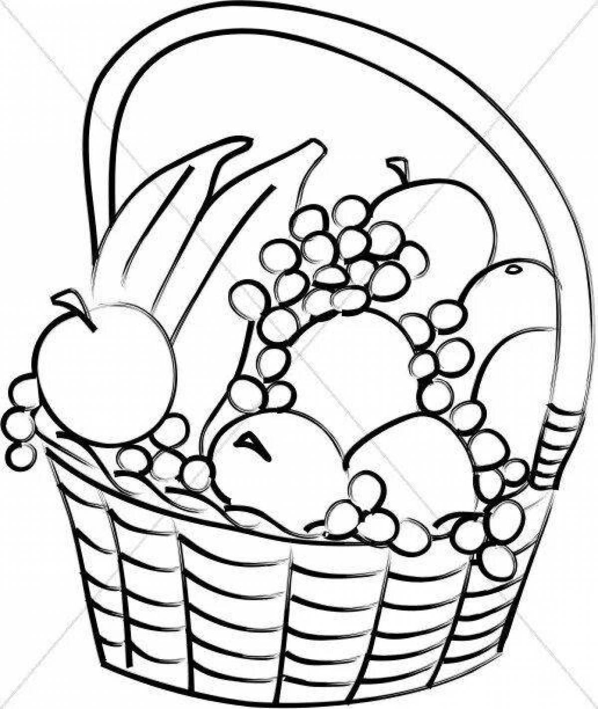 Coloring book grocery shining basket