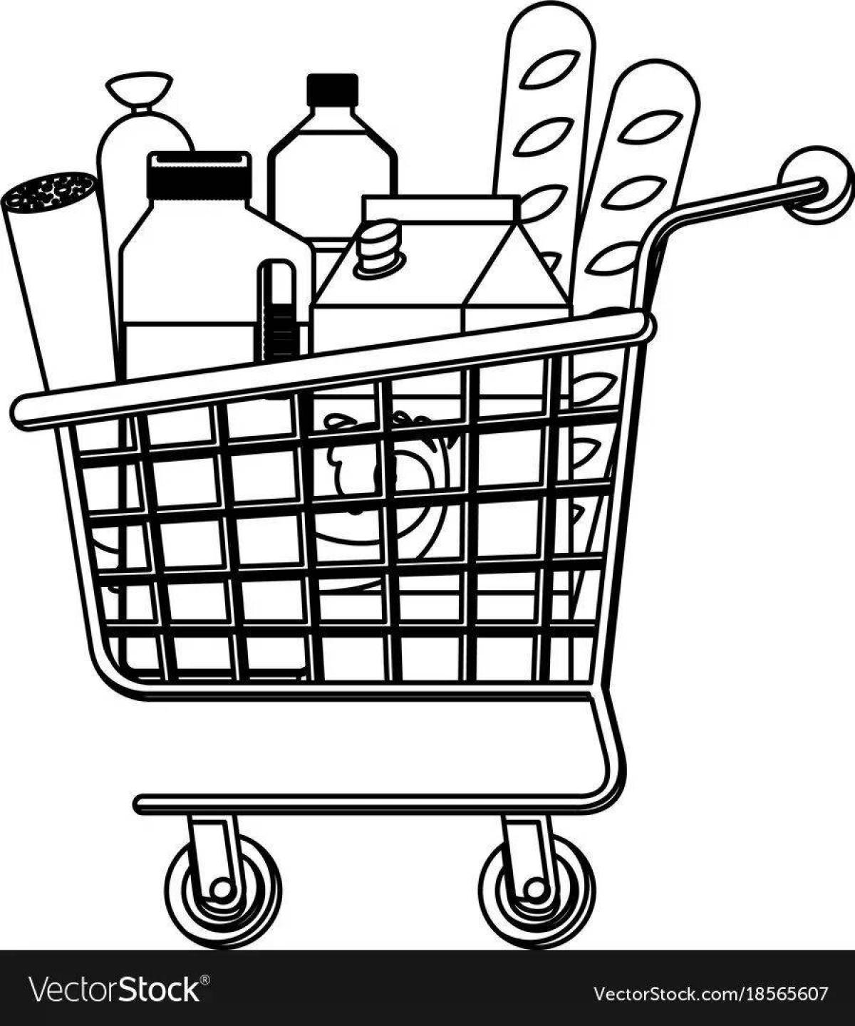 Luxury grocery cart coloring page