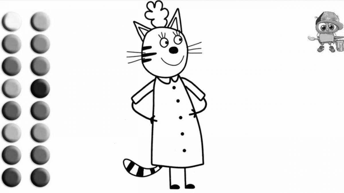 Amazing coloring page mom three cats