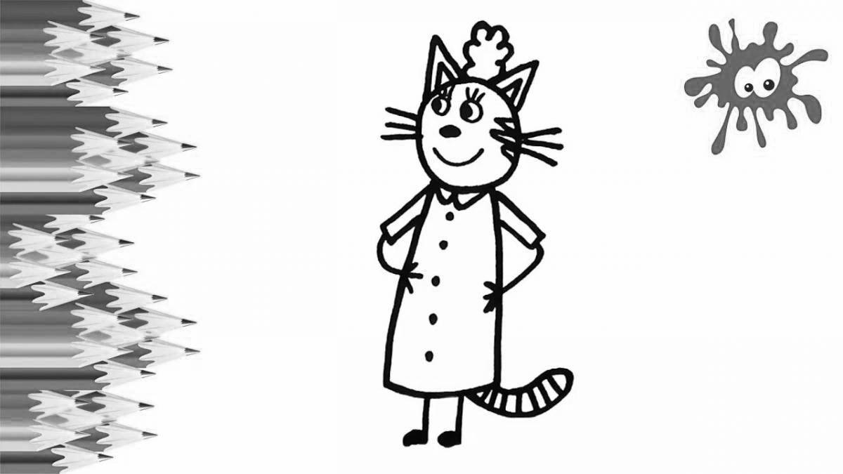 Charming coloring page mom three cats