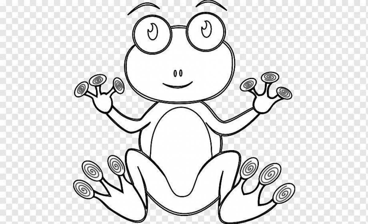 Smiling frog coloring page for kids