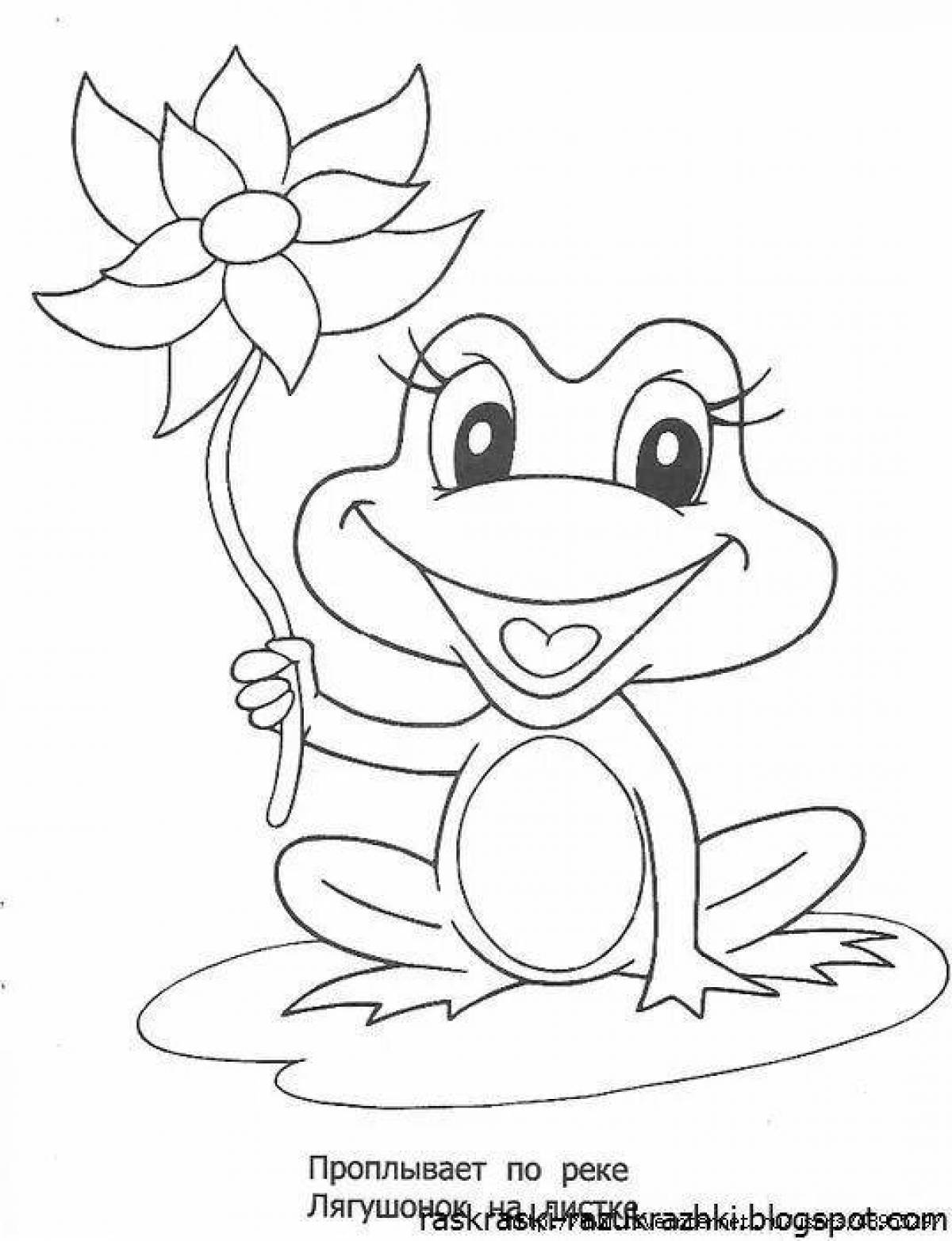 Colored frog coloring book for kids