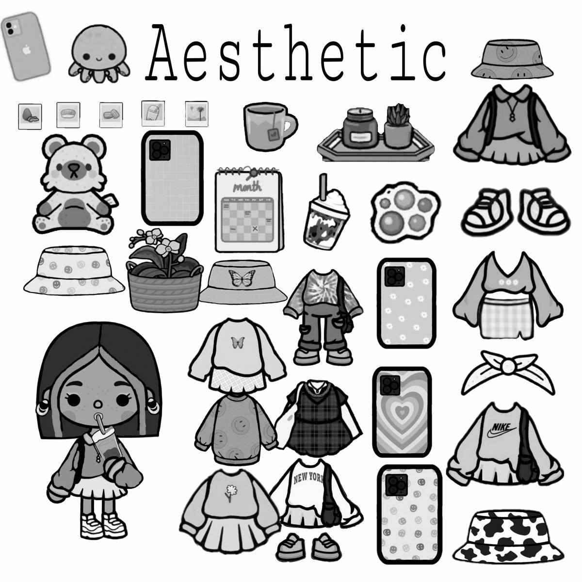 Coloring page stylish accessories boca