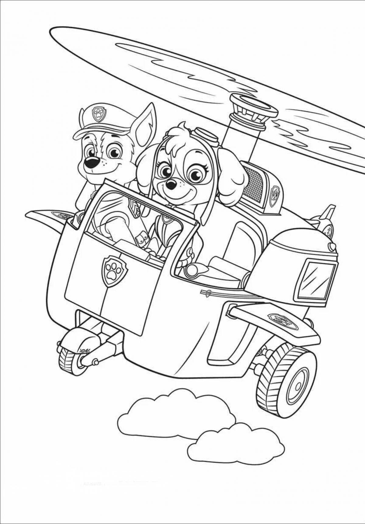 Coloring page adorable racer and skye