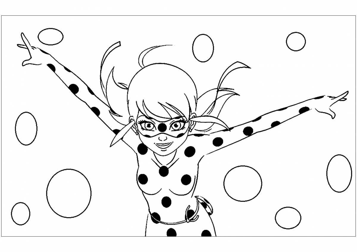 Coloring page charming ladybug