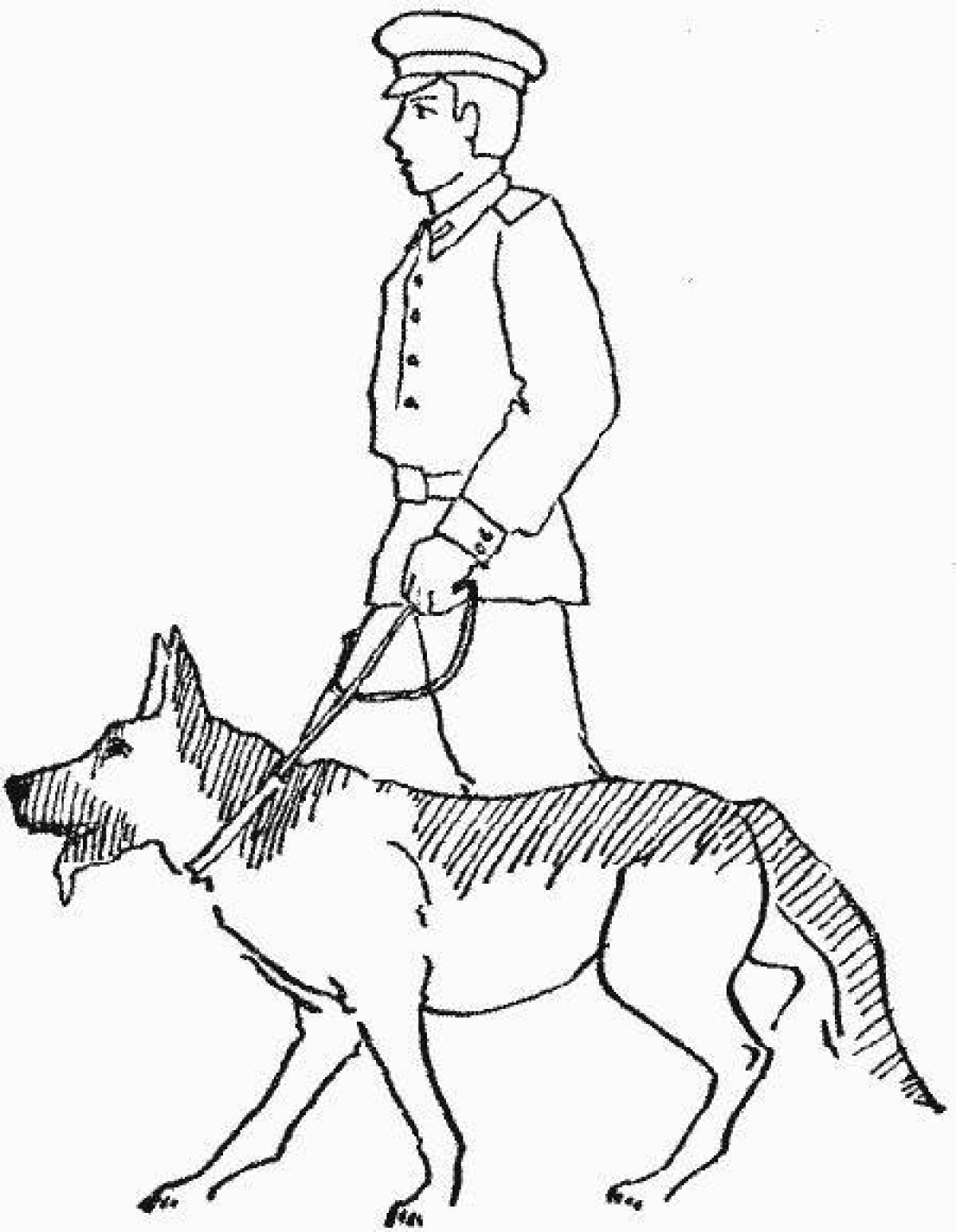 Раскраска солдат с собакой