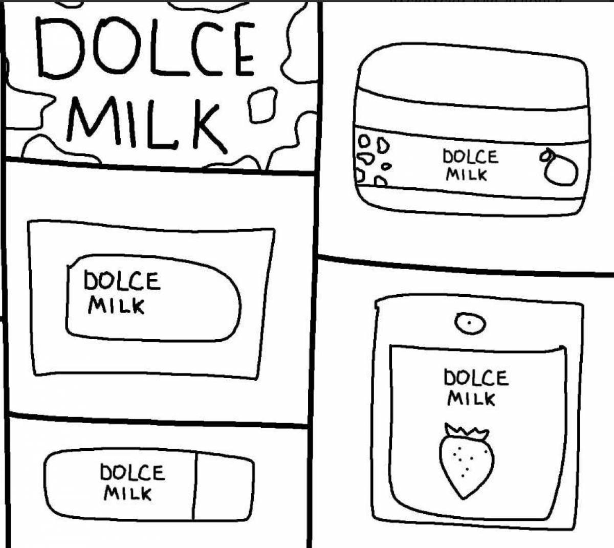 Причудливый молочный набор dolce coloring page