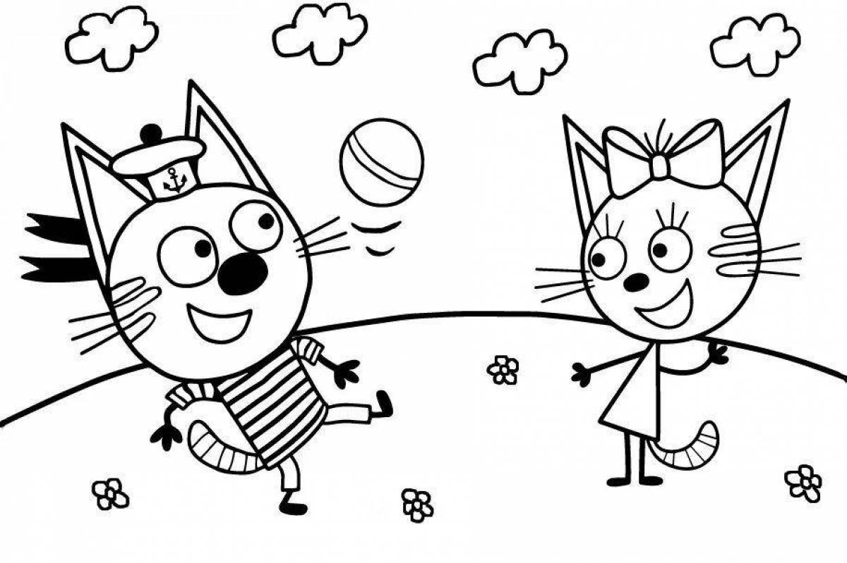 3 cats playful coloring game