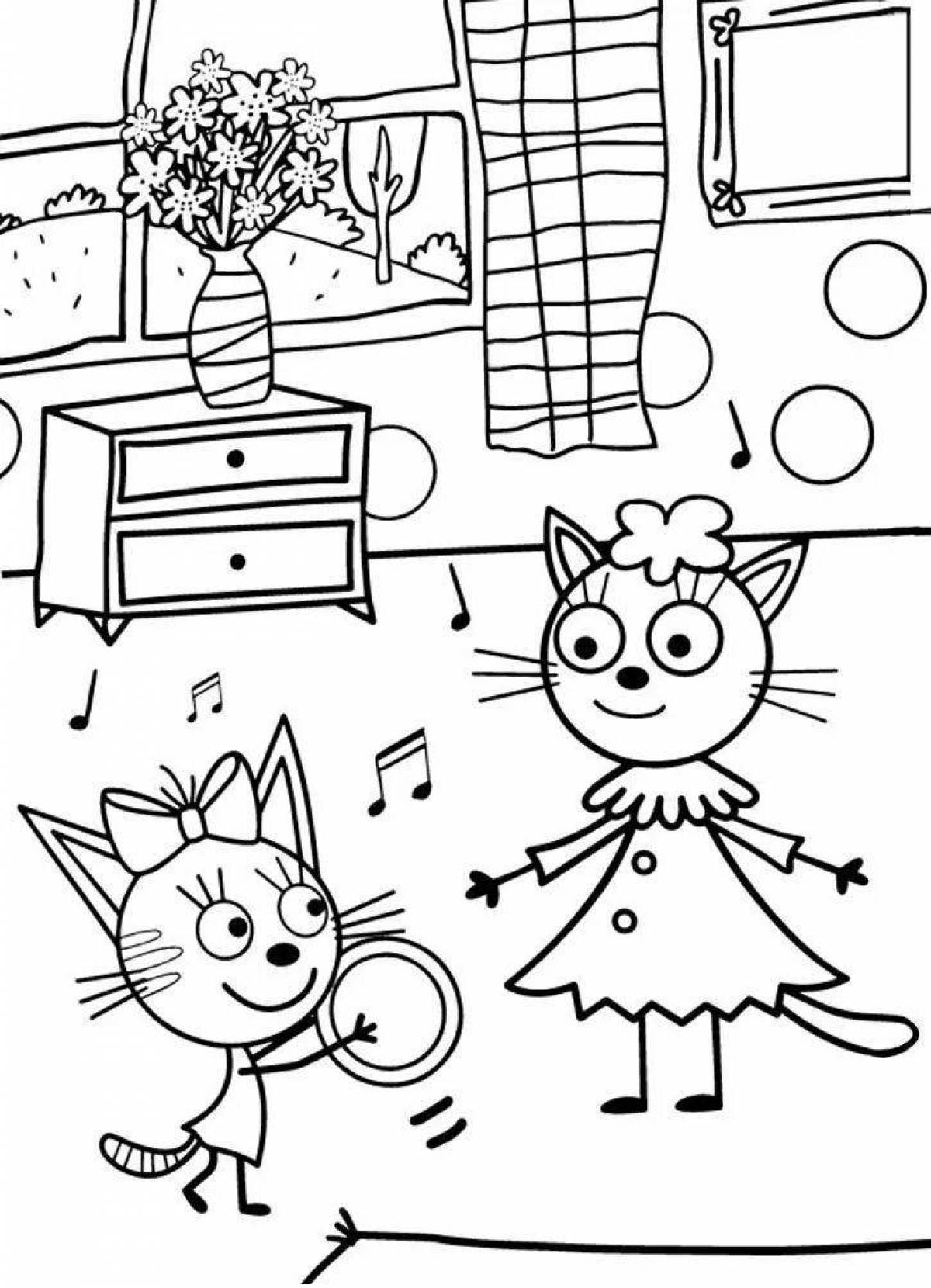 Naughty 3 cats coloring game