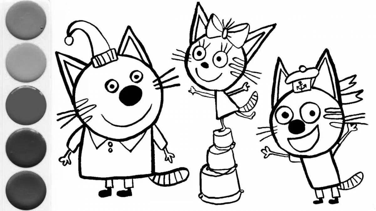 Игра-раскраска «безумная раскраска» 3 кошки