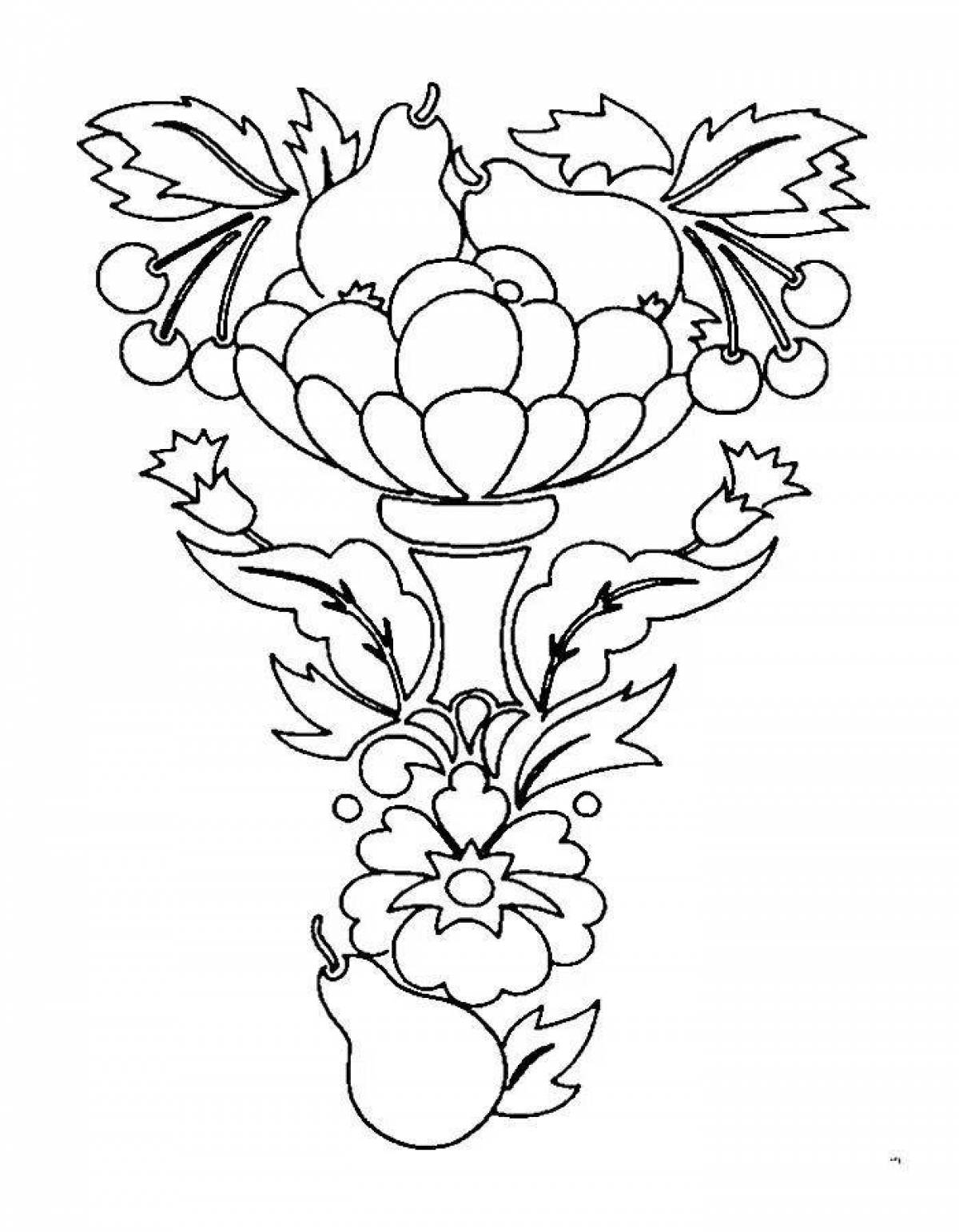 Cheerful still life with fruits coloring book