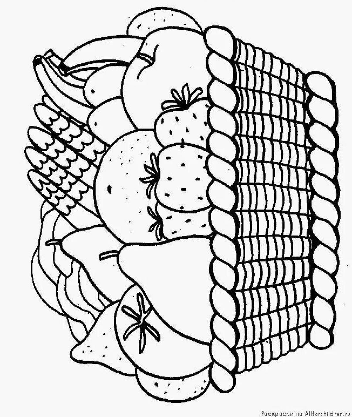 Joyful still life with fruits coloring book