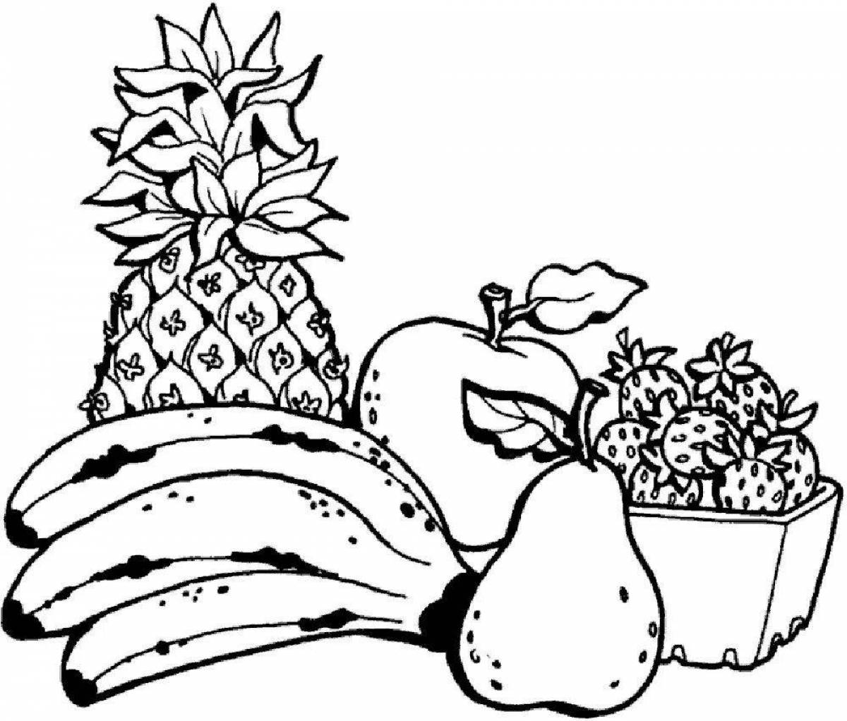 Attractive still life with fruit coloring book