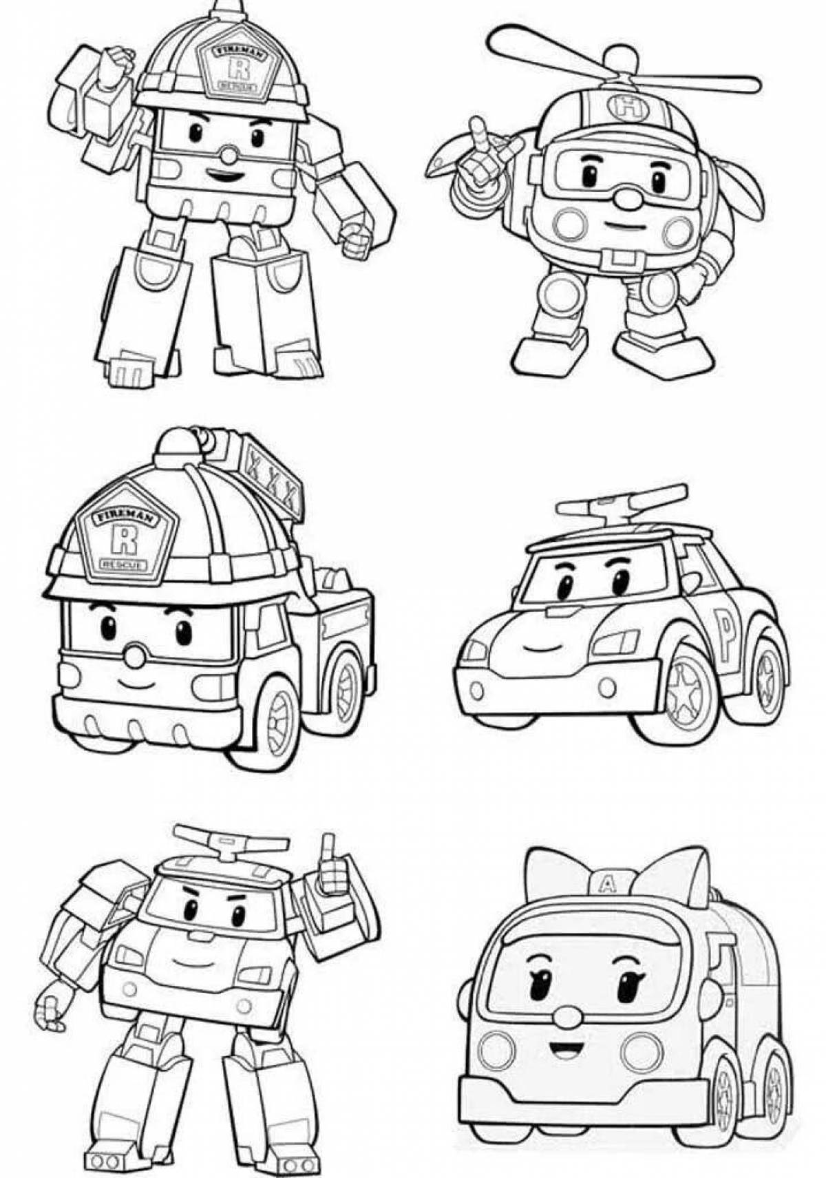 Очаровательная раскраска robocar poly game