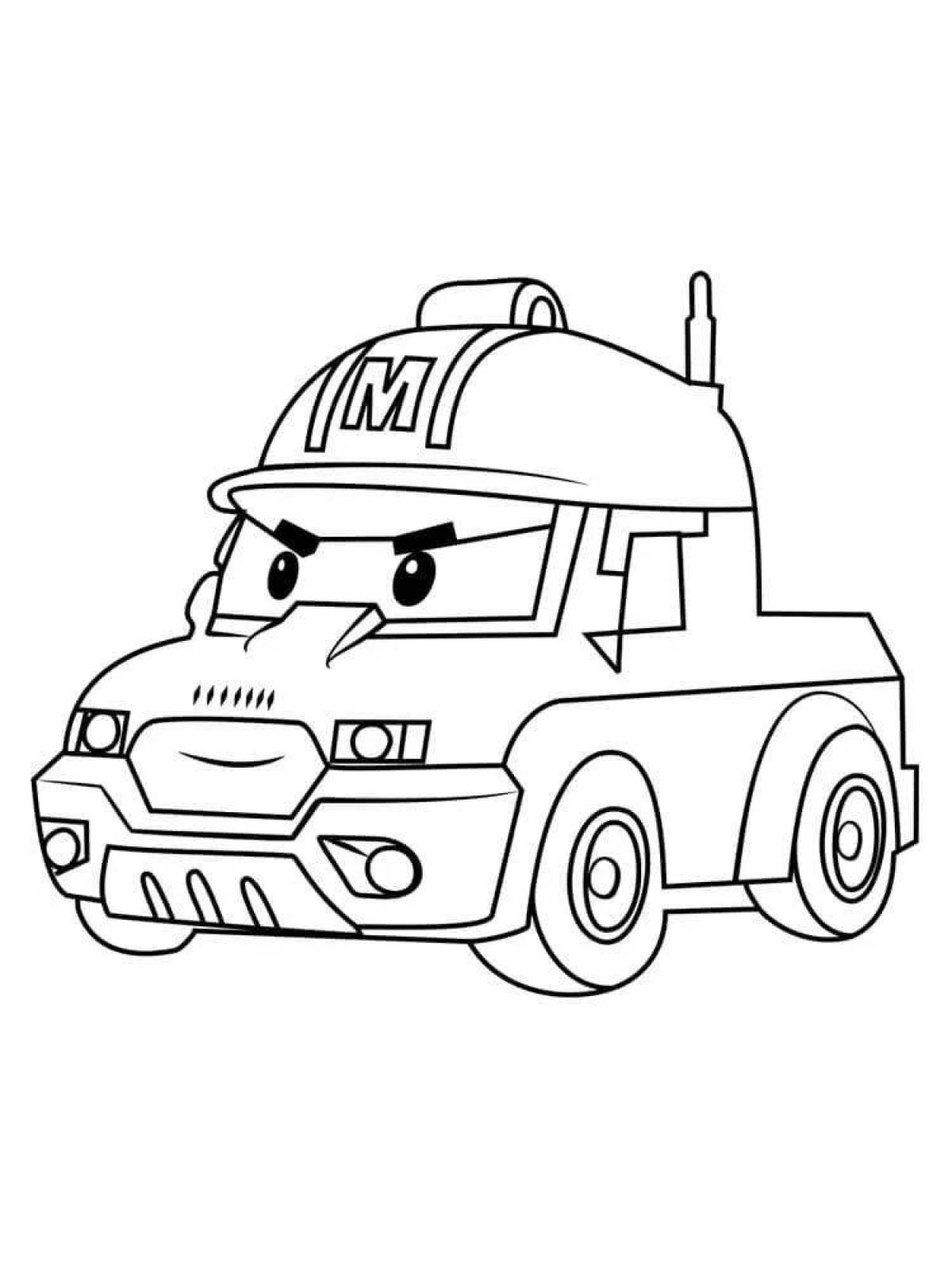 Cute robocar poly game coloring book