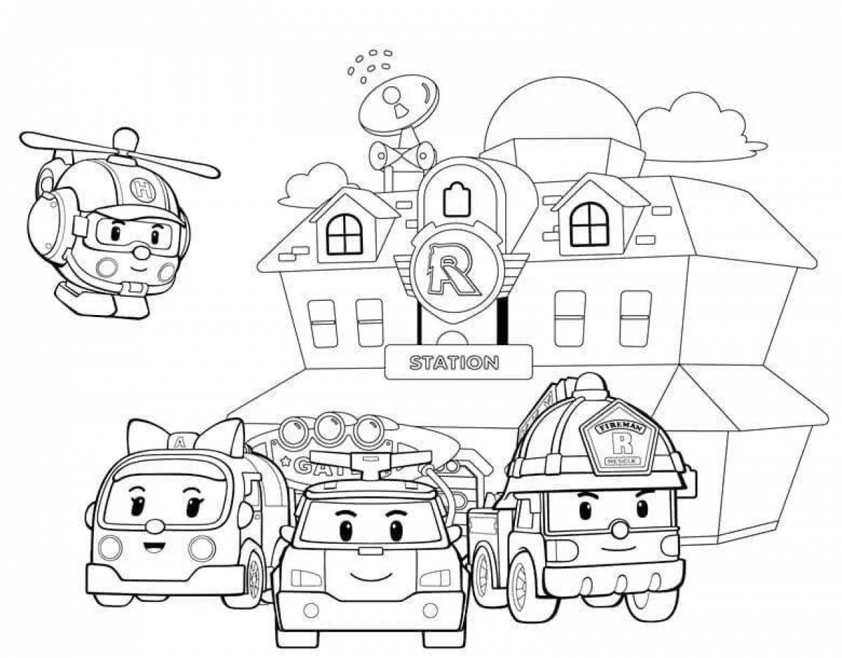 Robocar poly game coloring book