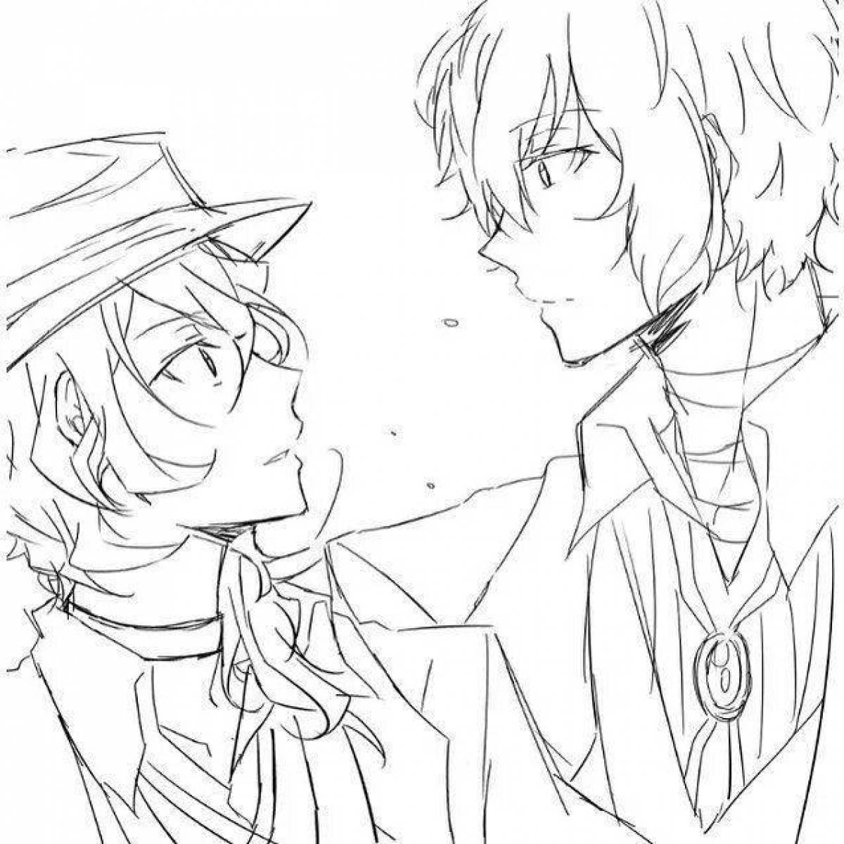 Coloring book glowing dazai and chuya